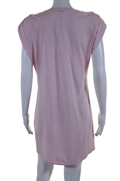 St. Roche Womens Padded Short Sleeve Scoop Neck Mini Shirt Dress Pink Medium