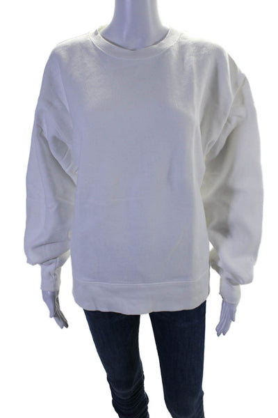 TNA Womens Cotton Blend Round Neck Pullover Sweatshirt Top White Size 2