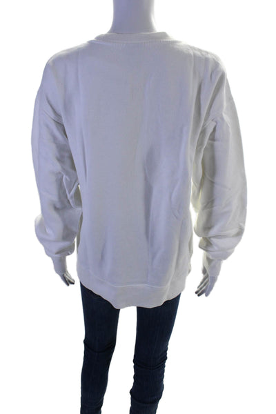 TNA Womens Cotton Blend Round Neck Pullover Sweatshirt Top White Size 2