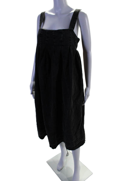 Free People Womens Cotton Denim Square Neck Sleeveless Dress Distressed Grey Siz