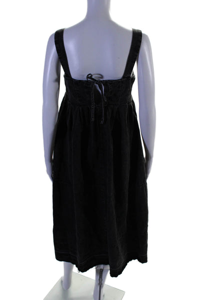 Free People Womens Cotton Denim Square Neck Sleeveless Dress Distressed Grey Siz