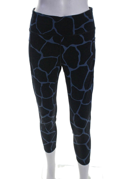 Sweaty Betty Womens Elastic Waistband Animal Printed Cropped Leggings Blue 12