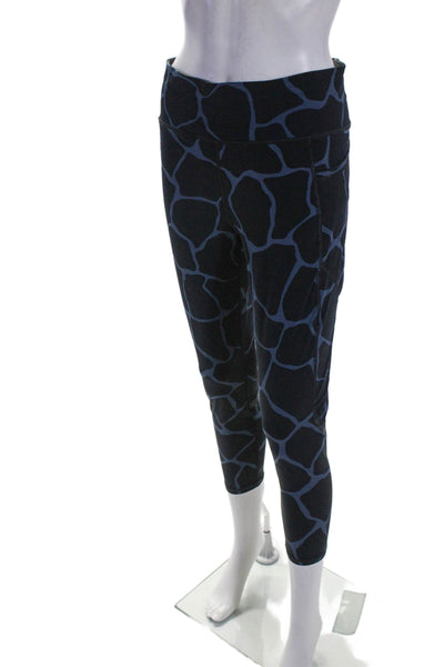 Sweaty Betty Womens Elastic Waistband Animal Printed Cropped Leggings Blue 12