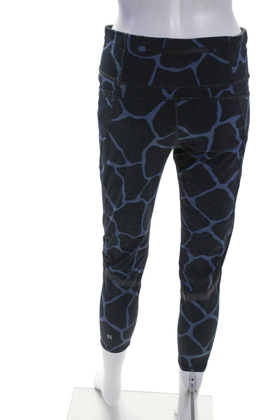 Sweaty Betty Womens Elastic Waistband Animal Printed Cropped Leggings Blue 12