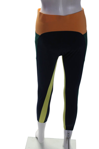 Sweaty Betty Womens High Rise Colorblock 7/8 Power Leggings Navy Green Orange 12