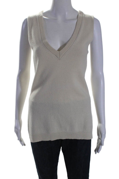 Twin Set Simona Barbieri Womens Sleeveless V Neck Sweater Vest White Small