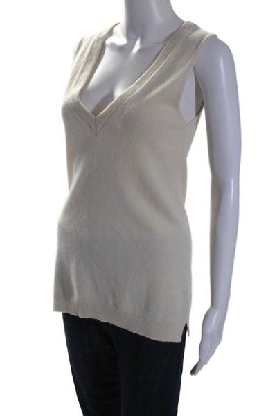 Twin Set Simona Barbieri Womens Sleeveless V Neck Sweater Vest White Small