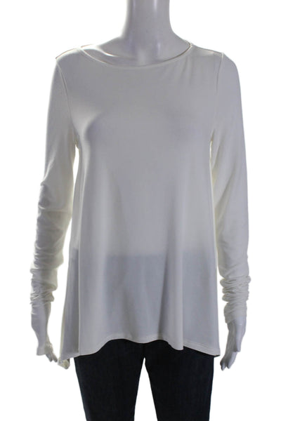 Elizabeth and James Womens Long Sleeve Scoop Neck Basic Top White Medium