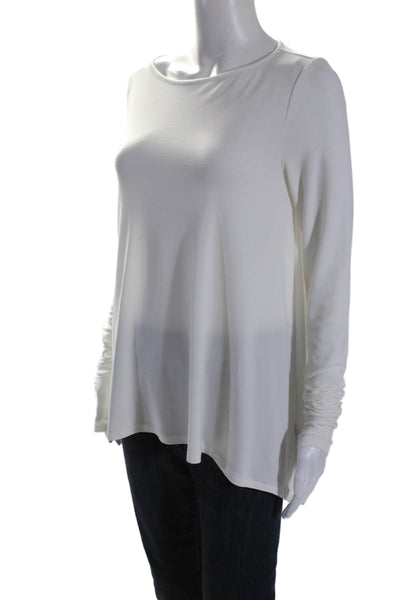 Elizabeth and James Womens Long Sleeve Scoop Neck Basic Top White Medium