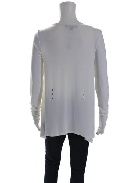 Elizabeth and James Womens Long Sleeve Scoop Neck Basic Top White Medium