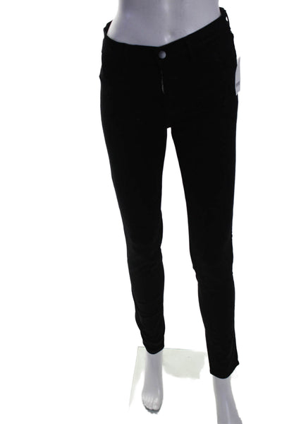 J Brand Womens Zip Front Tapered Leg Skinny Pants Black Size 27