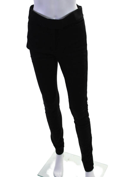 Iisli Womens Two Pocket Hook Closure Mid-Rise Skinny Pants Trousers Black Size 6