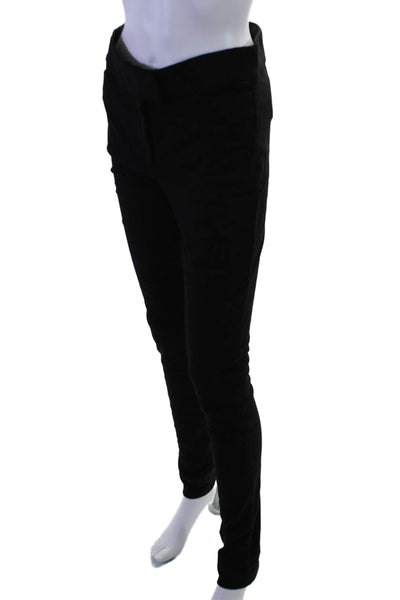 Iisli Womens Two Pocket Hook Closure Mid-Rise Skinny Pants Trousers Black Size 6