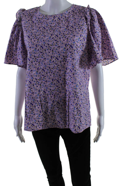 Pomander Place Womens Short Sleeve Floral Print Blouse Pink Medium