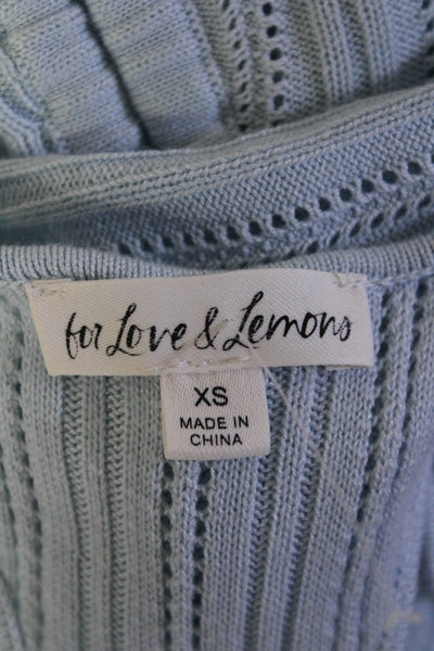 For Love And Lemons Womens Drawstring Sides Dress Sky Blue Size Extra Small