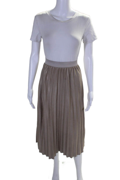 Rachel Zoe Womens Accordion Pleat Pull On A Line Skirt Beige Size Medium