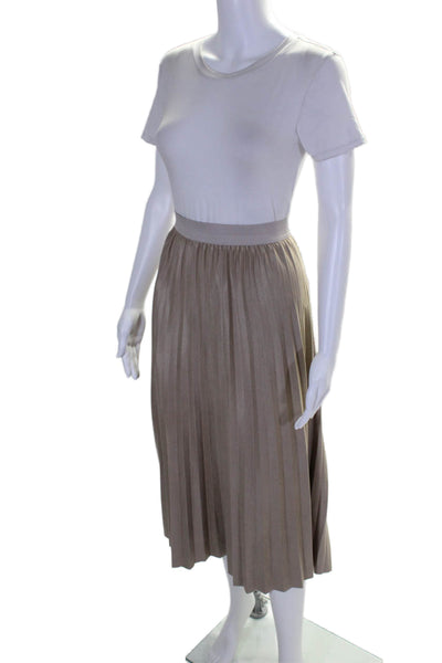 Rachel Zoe Womens Accordion Pleat Pull On A Line Skirt Beige Size Medium