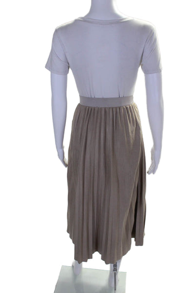 Rachel Zoe Womens Accordion Pleat Pull On A Line Skirt Beige Size Medium