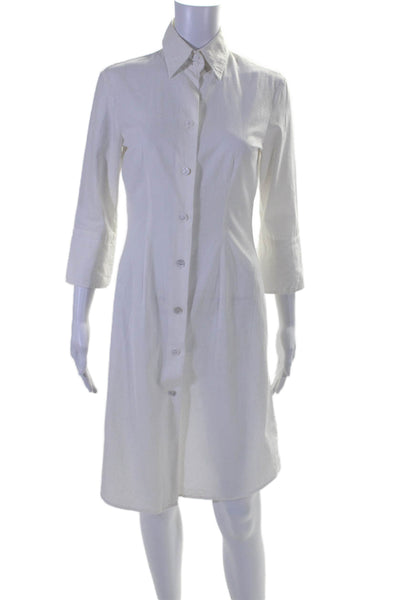 Brian Dales Womens Long Sleeves Button Down Shirt Dress White Size EUR 40