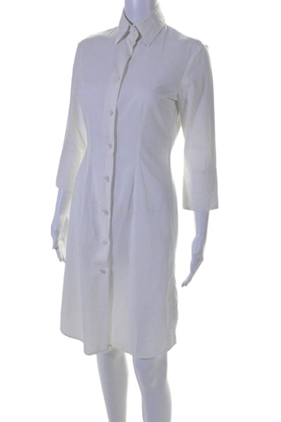 Brian Dales Womens Long Sleeves Button Down Shirt Dress White Size EUR 40