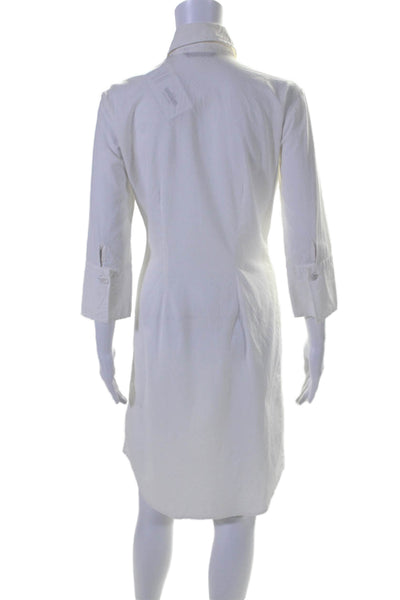 Brian Dales Womens Long Sleeves Button Down Shirt Dress White Size EUR 40