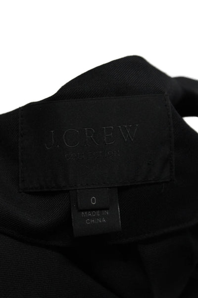 J Crew Collection Womens V Neck Short Sleeves Belted Jumpsuit Black Wool Size 0