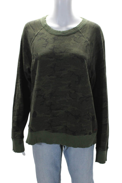 Philanthropy Womens Camouflage Print Sweater Green Cotton Size Extra Large