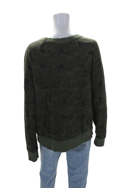 Philanthropy Womens Camouflage Print Sweater Green Cotton Size Extra Large