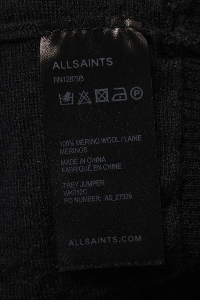 Allsaints Womens Merino Wool Black High Neck Long Sleeve Sweater Top Size 6