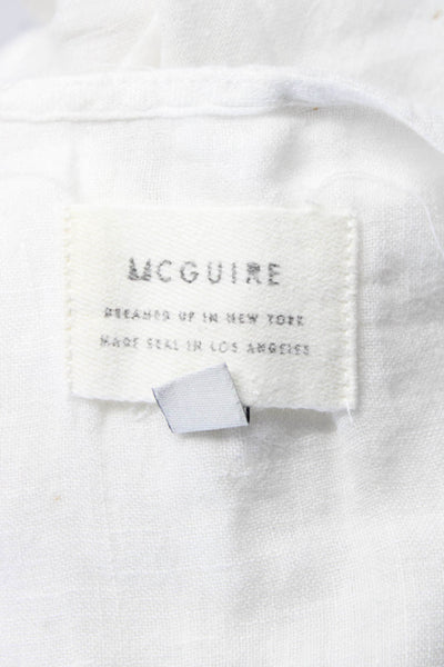 McGuire Womens Linen Lace Up Neck Sleeveless Tank Top White Size Extra Small