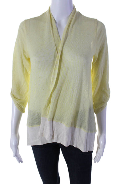 Splendid Women's 3/4 Sleeves Open Front Cardigan Sweater Yellow Size S