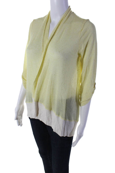 Splendid Women's 3/4 Sleeves Open Front Cardigan Sweater Yellow Size S