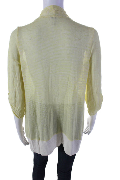 Splendid Women's 3/4 Sleeves Open Front Cardigan Sweater Yellow Size S