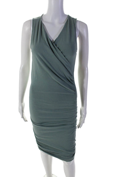 Michael Stars Women's V-Neck Sleeveless Rouge Fitted Midi Dress Green Size XS