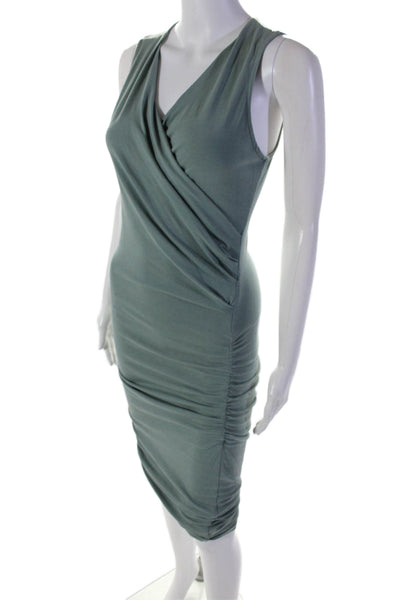 Michael Stars Women's V-Neck Sleeveless Rouge Fitted Midi Dress Green Size XS