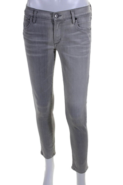 Citizens of Humanity Womens Cotton Zip Button Skinny Leg Jeans Light Gray Size 2