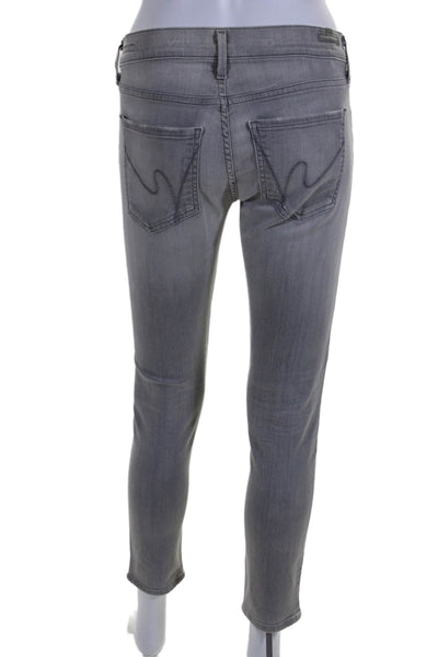 Citizens of Humanity Womens Cotton Zip Button Skinny Leg Jeans Light Gray Size 2