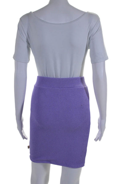 Araminta James Women's Elastic Waist Textured Fitted Mini Skirt Purple Size L