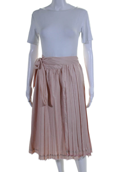 Lilith Womens Pleated Double Layered Wrap Waist Tied Fringed Skirt Pink Size L