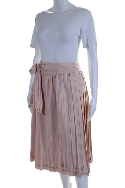 Lilith Womens Pleated Double Layered Wrap Waist Tied Fringed Skirt Pink Size L