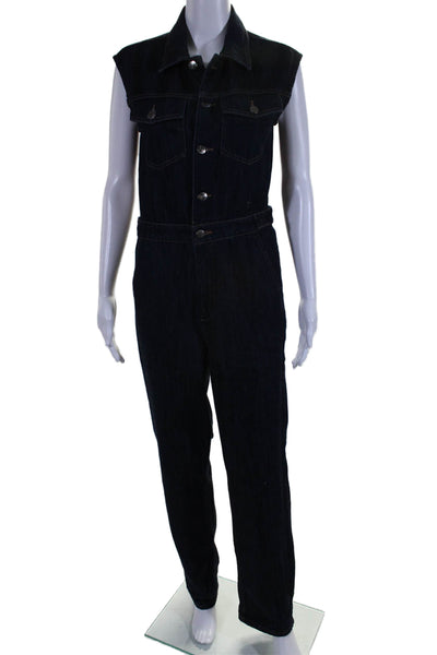 Pistola Women's Sleeveless Patch Pockets Dark Wash Straight Leg Jumpsuit Size S