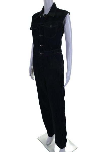 Pistola Women's Sleeveless Patch Pockets Dark Wash Straight Leg Jumpsuit Size S