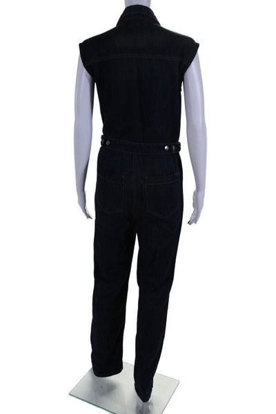 Pistola Women's Sleeveless Patch Pockets Dark Wash Straight Leg Jumpsuit Size S