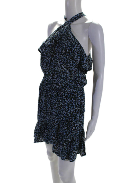 Faithfull The Brand Womens Short Sleeve Scoop Neck Floral Dress Navy Size 2