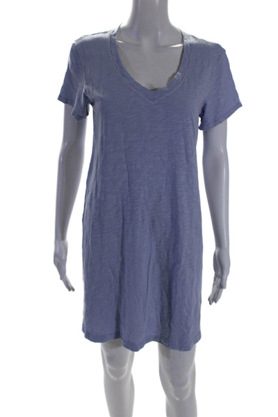 Wilt Womens Short Sleeve V Neck Mini Shirt Dress Blue Cotton Size Small