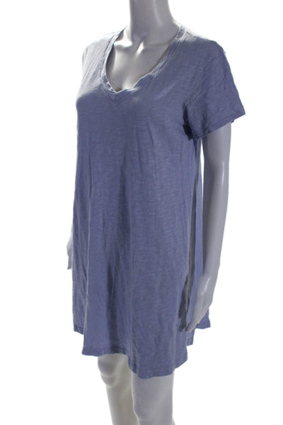 Wilt Womens Short Sleeve V Neck Mini Shirt Dress Blue Cotton Size Small