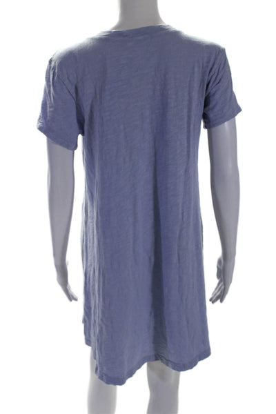 Wilt Womens Short Sleeve V Neck Mini Shirt Dress Blue Cotton Size Small