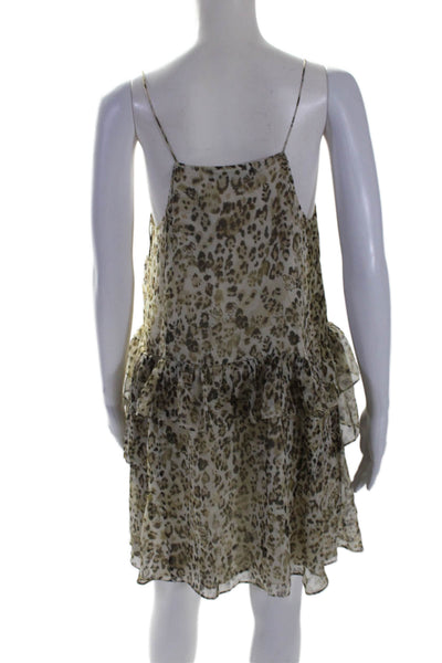 IRO Womens Spaghetti Strap Keyhole Leopard Print Silk Dress Brown Size FR 34