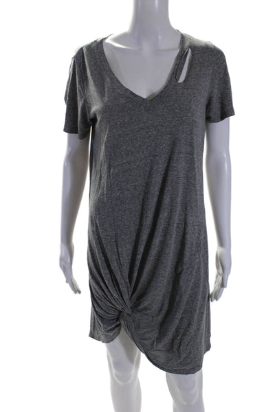 Philanthropy Womens Short Sleeve V Neck Twist Short Shirt Dress Gray Size Medium