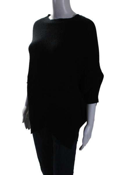 Shae Studio Womens 3/4 Sleeve Round Neck Oversized Cashmere Sweater Black Small